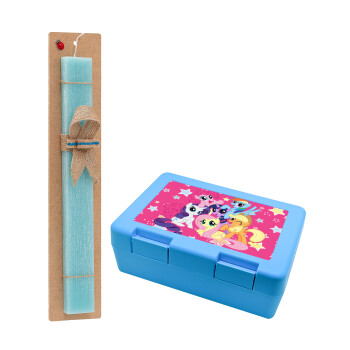 My Little Pony, Easter Set, children's snack container BLUE & Easter aromatic flat candle (30cm) (TURQUOISE)