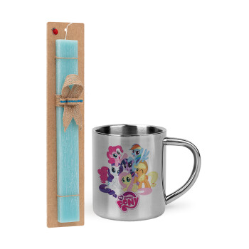 My Little Pony, Easter Set, metallic thermal cup (300ml) & aromatic flat Easter candle (30cm) (TURQUOISE)