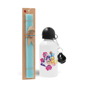 My Little Pony, Easter Set, metallic aluminum water bottle (500ml) & scented flat candle (30cm) (TURQUOISE)