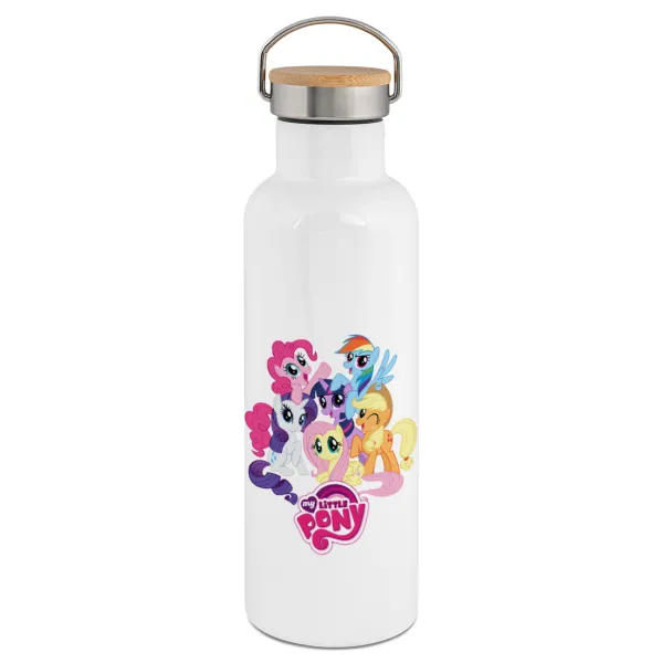 My Little Pony — Μεταλλικό παγούρι θερμός (Stainless steel) Λευκό με ξύλινο καπάκι (bamboo), διπλού τοιχώματος, 750ml