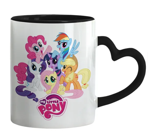 My Little Pony — Κούπα καρδιά χερούλι μαύρη, κεραμική, 330ml