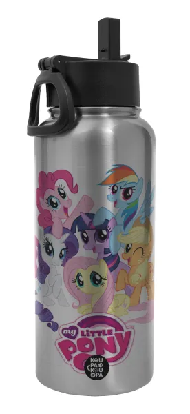 My Little Pony — Metal mug thermo Silver with Straw and Spout Lid (Stainless steel), double wall, 950ml