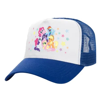 My Little Pony, Adult Structured Trucker Hat, with Mesh, WHITE/BLUE (100% COTTON, ADULT, UNISEX, ONE SIZE)