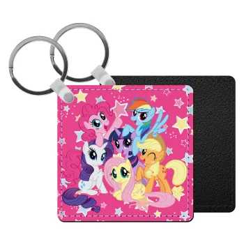 My Little Pony, Μπρελόκ Δερματίνη, τετράγωνο ΜΑΥΡΟ (5x5cm)