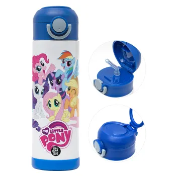 My Little Pony, Παιδικό παγούρι θερμό, ανοξείδωτο, με καλαμάκι ασφαλείας, ΜΠΛΕ (500ml)