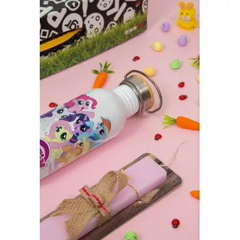 My Little Pony, Πασχαλινή Λαμπάδα με παγούρι μεταλλικό (620ml, stainless steel) & κερί αρωματικό πλακέ (30cm) (ΡΟΖ)