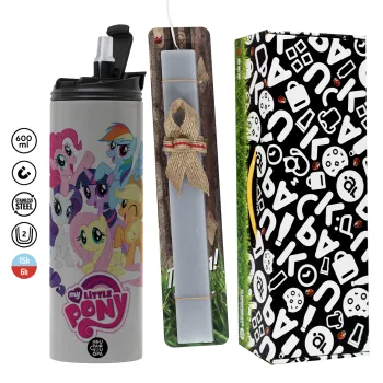 My Little Pony, Πασχαλινή Λαμπάδα με Travel Tumbler θερμό (600ml, BPA free) & κερί αρωματικό πλακέ (30cm) (ΓΚΡΙ)