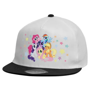 My Little Pony, Child's Flat Snapback Hat, White (100% COTTON, CHILDREN'S, UNISEX, ONE SIZE)