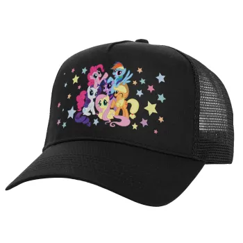 My Little Pony, Καπέλο Ενηλίκων Structured Trucker, με Δίχτυ, Μαύρο (100% ΒΑΜΒΑΚΕΡΟ, ΕΝΗΛΙΚΩΝ, UNISEX, ONE SIZE)