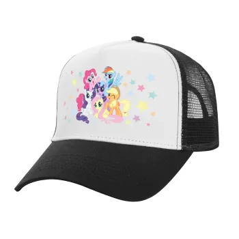 My Little Pony, Adult Structured Trucker Hat, with Mesh, WHITE/BLACK (100% COTTON, ADULT, UNISEX, ONE SIZE)