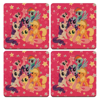 My Little Pony, ΣΕΤ x4 Σουβέρ ξύλινα τετράγωνα plywood (9cm)