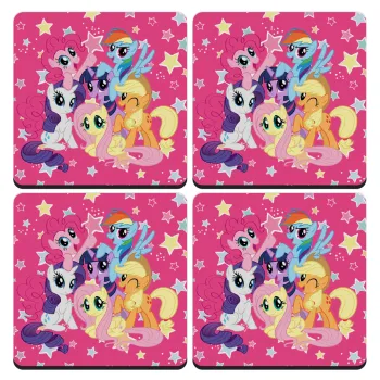 My Little Pony, ΣΕΤ 4 Σουβέρ ξύλινα τετράγωνα (9cm)