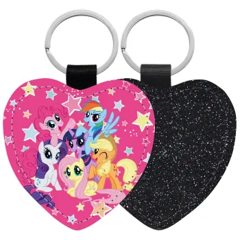 My Little Pony, Μπρελόκ PU δερμάτινο glitter καρδιά ΜΑΥΡΟ