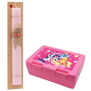 My Little Pony, Easter Set, children's snack container PINK & scented flat Easter candle (30cm) (PINK)