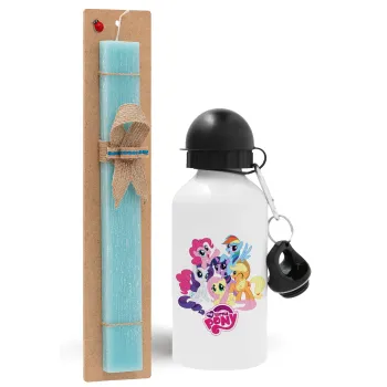 My Little Pony, Easter Set, metallic aluminum water bottle (500ml) & scented flat candle (30cm) (TURQUOISE)