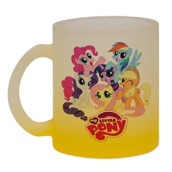 My Little Pony, Κούπα γυάλινη δίχρωμη με βάση το κίτρινο ματ, 330ml