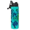 Metallic water bottle with safety lid, 850ml aluminum