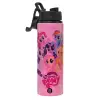 Metallic water bottle with safety lid, 850ml aluminum