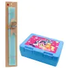 Easter Set, children's snack container BLUE & Easter aromatic flat candle (30cm) (TURQUOISE)