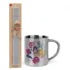 Easter Set, metallic thermal cup (300ml) & Easter aromatic flat candle (30cm) (GRAY)