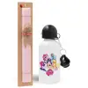 Easter Set, metallic aluminum bottle (500ml) & aromatic flat Easter candle (30cm) (PINK)
