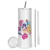 Tumbler stainless steel 600ml, with metal straw & cleaning brush