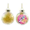 Transparent Christmas tree ball ornament with gold filling 8cm