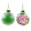 Transparent Christmas tree ball ornament with green filling 8cm