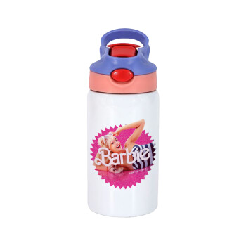 Barbie is everything, Children's hot water bottle, stainless steel, with safety straw, pink/purple (350ml)