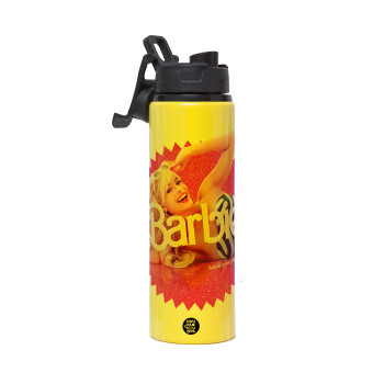 Barbie is everything, Μεταλλικό παγούρι νερού με καπάκι ασφαλείας, αλουμινίου 850ml
