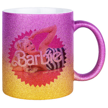 Barbie is everything, Κούπα Χρυσή/Ροζ Glitter, κεραμική, 330ml