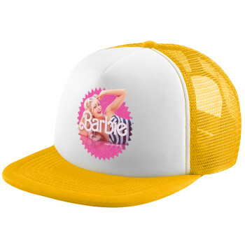Barbie is everything, Καπέλο Ενηλίκων Soft Trucker με Δίχτυ Κίτρινο/White (POLYESTER, ΕΝΗΛΙΚΩΝ, UNISEX, ONE SIZE)
