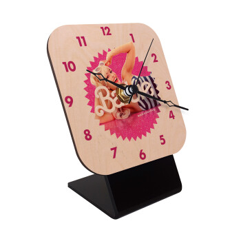 Barbie is everything, Επιτραπέζιο ρολόι σε φυσικό ξύλο (10cm)
