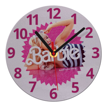 Barbie is everything, Ρολόι τοίχου γυάλινο (20cm)