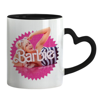 Barbie is everything, Mug heart black handle, ceramic, 330ml