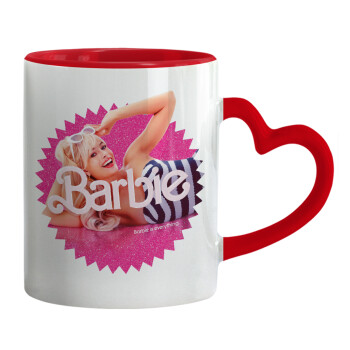 Barbie is everything, Κούπα καρδιά χερούλι κόκκινη, κεραμική, 330ml