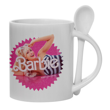 Barbie is everything, Ceramic coffee mug with Spoon, 330ml (1pcs)