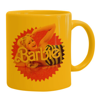 Barbie is everything, Ceramic coffee mug yellow, 330ml (1pcs)