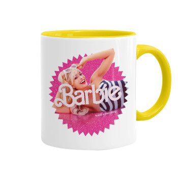 Barbie is everything, Κούπα χρωματιστή κίτρινη, κεραμική, 330ml