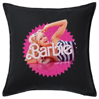 Barbie is everything, Μαξιλάρι καναπέ Μαύρο 100% βαμβάκι, περιέχεται το γέμισμα (50x50cm)