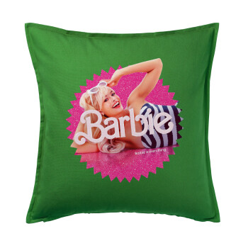 Barbie is everything, Μαξιλάρι καναπέ Πράσινο 100% βαμβάκι, περιέχεται το γέμισμα (50x50cm)