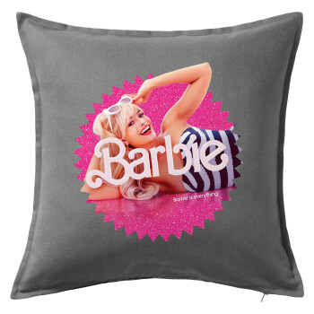 Barbie is everything, Μαξιλάρι καναπέ Γκρι 100% βαμβάκι, περιέχεται το γέμισμα (50x50cm)