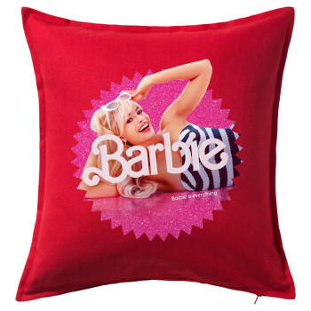 Barbie is everything, Μαξιλάρι καναπέ Κόκκινο 100% βαμβάκι, περιέχεται το γέμισμα (50x50cm)