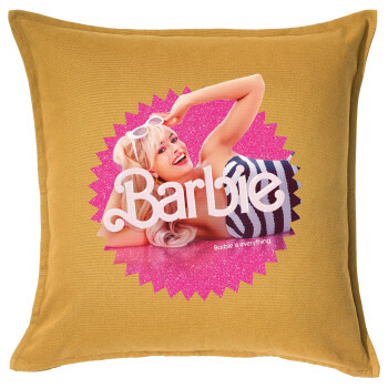Barbie is everything, Μαξιλάρι καναπέ Κίτρινο 100% βαμβάκι, περιέχεται το γέμισμα (50x50cm)