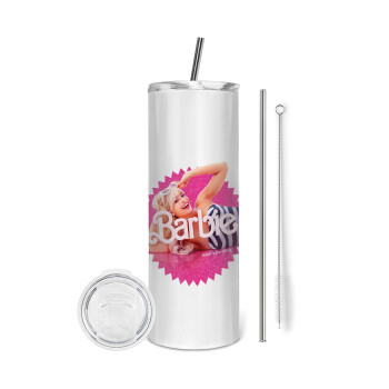 Barbie is everything, Eco friendly stainless steel tumbler 600ml, with metal straw & cleaning brush