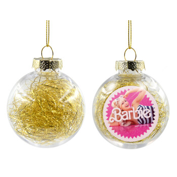 Barbie is everything, Χριστουγεννιάτικη μπάλα δένδρου διάφανη με χρυσό γέμισμα 8cm