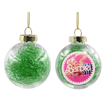Barbie is everything, Χριστουγεννιάτικη μπάλα δένδρου διάφανη με πράσινο γέμισμα 8cm