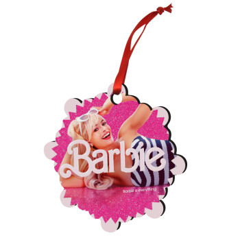 Barbie is everything, Χριστουγεννιάτικο στολίδι snowflake ξύλινο 7.5cm