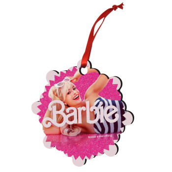 Barbie is everything, Στολίδι Χριστουγεννιάτικο στολίδι snowflake ξύλινο 7.5cm