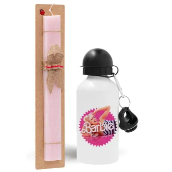 Barbie is everything, Easter Set, metallic aluminum bottle (500ml) & aromatic flat Easter candle (30cm) (PINK)